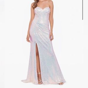 SIZE 9 STRAPLESS IRIDESCENT SEQUIN PROM DRESS